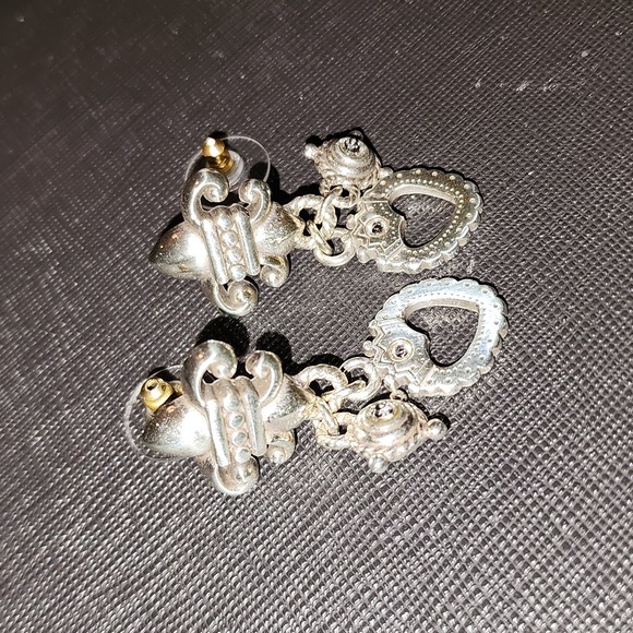 Brighton Heart Crown Fluer De Lis Post Earrings - Picture 2 of 7